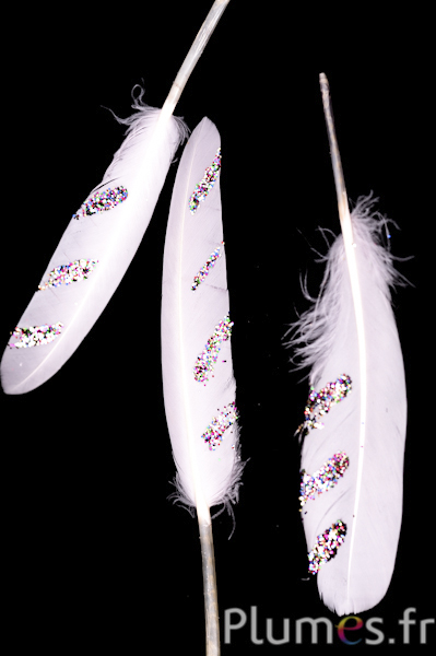 Oie avec paillettes multicolore - 15-21 cm - blanc